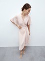 Платье миди с драпировкой на запах Бежево-розовый цвет