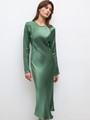 Платье миди по косой с длинным рукавом Травяной цвет
