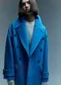 Укороченное двубортное пальто-бушлат Голубой цвет