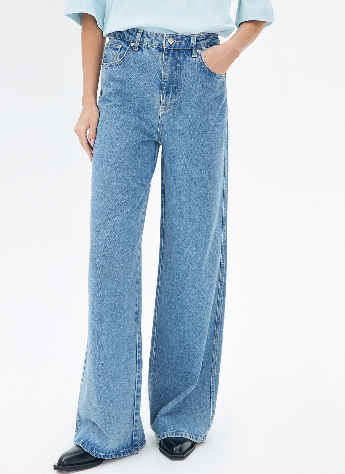 Брюки из джинсовой ткани для женщины синий цвет купить в All We Need