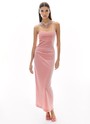 Облегающее платье миди из бархата на бретелях Светло-розовый цвет