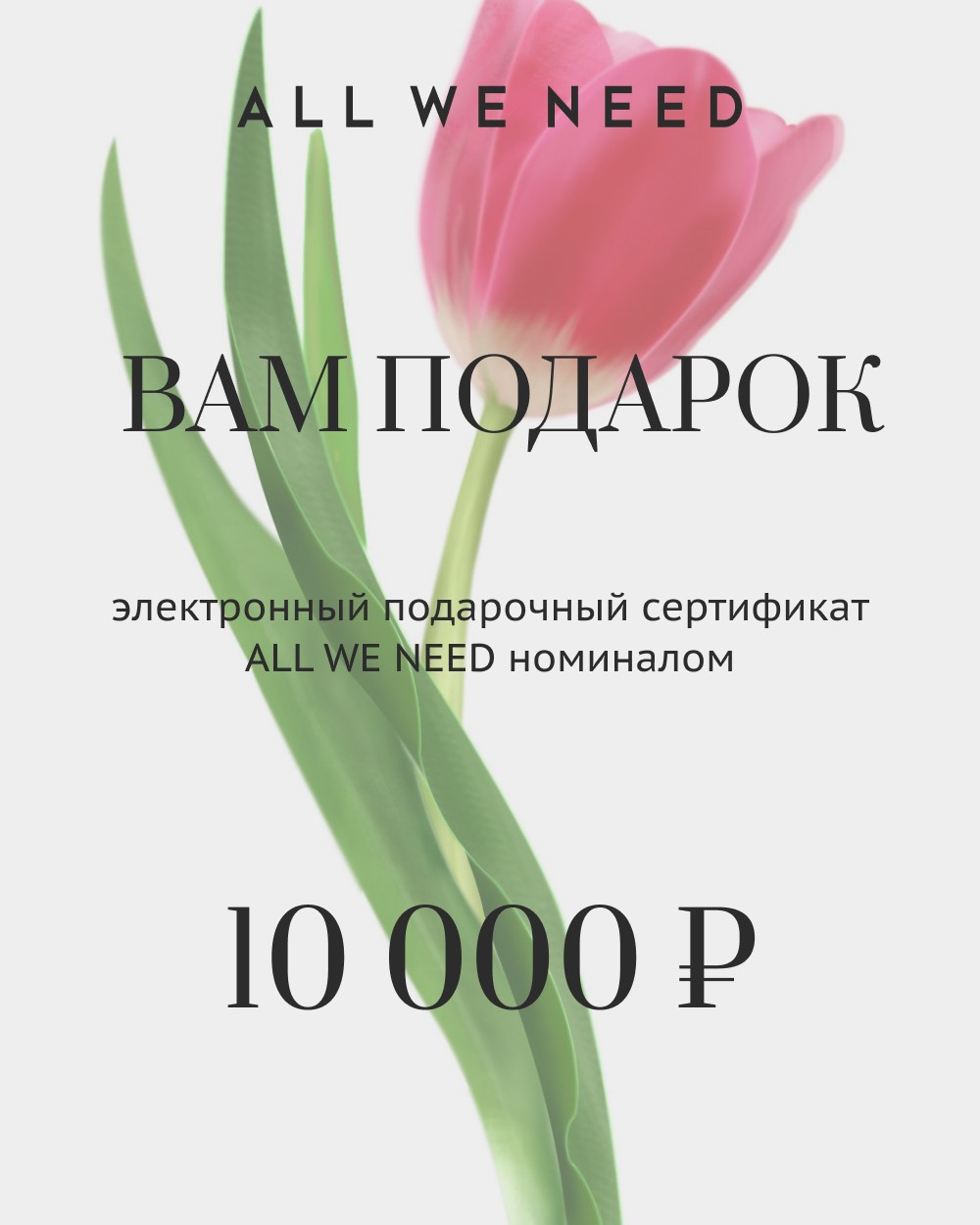 Подарочный сертификат онлайн на 10000 руб Белый цвет купить в All We Need