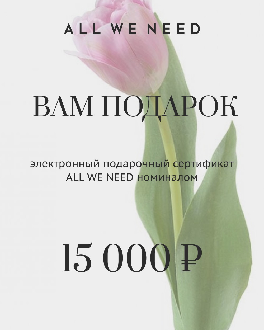 Подарочный сертификат онлайн на 15000 руб Белый цвет купить в All We Need