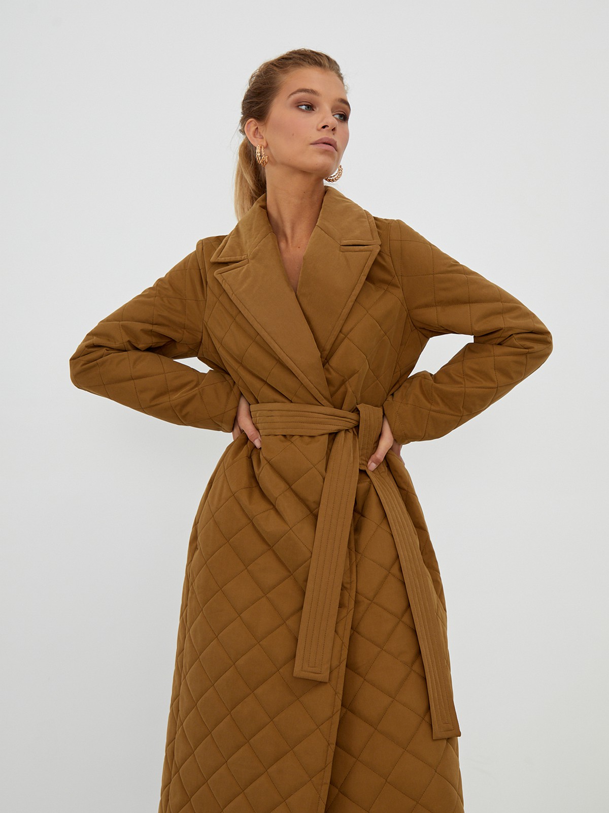 Стеганое пальто кэмел цвет купить в All We Need