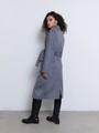 Двубортное пальто с ремнем Серый меланж цвет