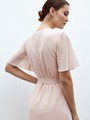 Платье миди с драпировкой на запах Бежево-розовый цвет