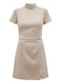 Платье-мини с коротким рукавом из костюмной ткани Бежевый цвет