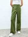 Широкие, длинные брюки на низкой посадке Травяной цвет