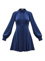 Приталенное платье мини с широким рукавом Темно-синий цвет