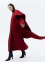 Пальто макси с объемным шарфом Красный цвет