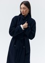 Двубортное пальто-тренч, CO048-А Темно-синий цвет