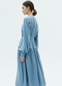 Платье миди со сборкой на юбке Серо-голубой цвет