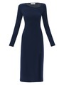 Облегающее платье миди с разрезом (кроеный трикотаж) Темно-синий цвет