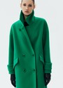 Пальто-кокон двубортное Зеленый цвет