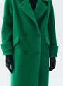 Пальто-кокон двубортное Зеленый цвет