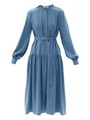 Платье миди со сборкой на юбке Серо-голубой цвет