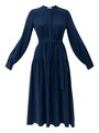 Платье миди со сборкой на юбке Темно-синий цвет