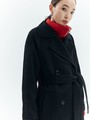 Двубортное пальто-тренч (утепленное) Черный цвет