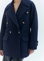 Укороченное двубортное пальто-бушлат Темно-синий цвет