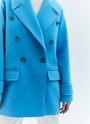 Укороченное двубортное пальто-бушлат Голубой цвет
