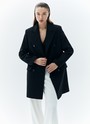Двубортное укороченное пальто (premium) Черный цвет