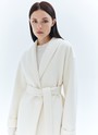 Пальто-халат миди с шалевым воротником (premium) Сливочный цвет