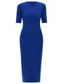 Облегающее платье миди в рубчик (кроёный трикотаж) Синий цвет