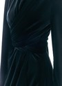 Платье с глубоким вырезом и объемными рукавами из бархата Черный цвет