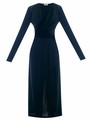 Платье с глубоким вырезом и объемными рукавами из бархата Черный цвет