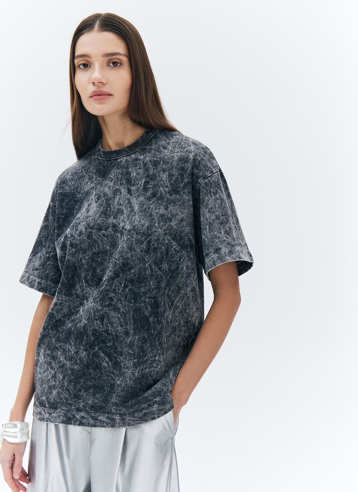 футболка oversize гранж Темно-серый цвет купить в All We Need