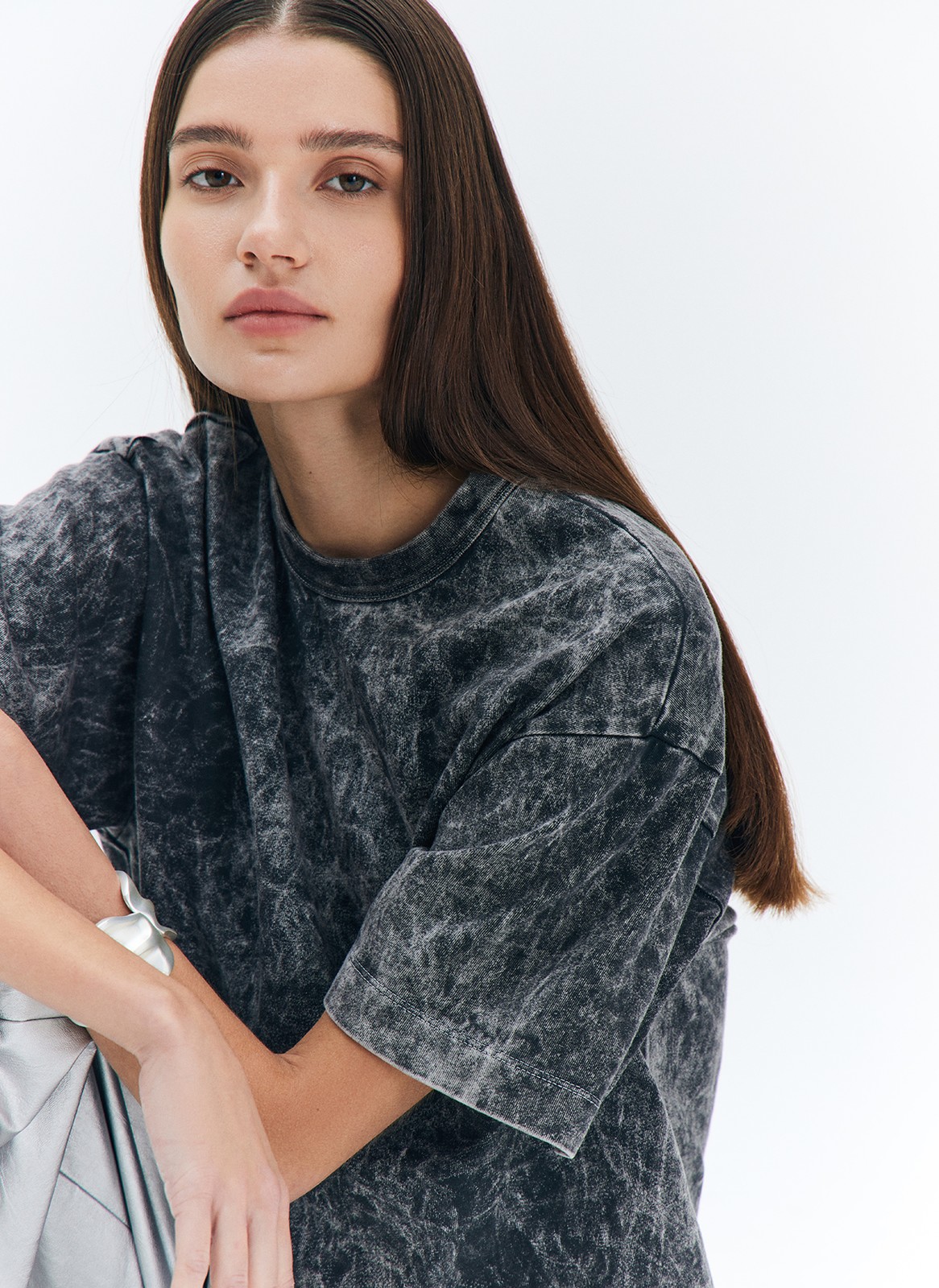 футболка oversize гранж Темно-серый цвет купить в All We Need
