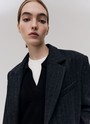 Пальто oversize c объемными плечами Trend Серый в полоску цвет