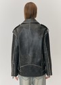 Куртка из натуральной кожи с эффектом "винтаж" Темно-серый цвет